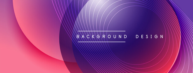 Gradient circles with shadows. Vector techno abstract background. Modern overlapping forms wallpaper background, design template