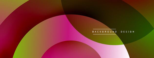 Abstract overlapping lines and circles geometric background with gradient colors