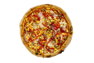 Delicious fresh pizza isolated on white background