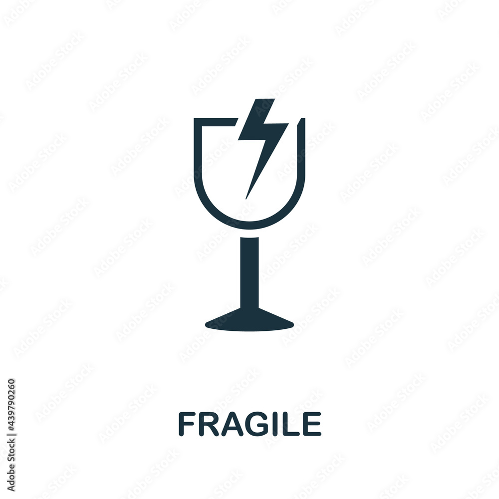 Poster fragile icon. monochrome simple element from packaging collection. creative fragile icon for web des