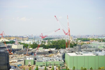 Construction site with Crane in Chiba, Japan - 日本 千葉県 工事現場 クレーン	
