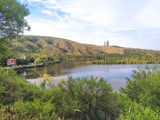 Fototapeta premium house lake view with trees around