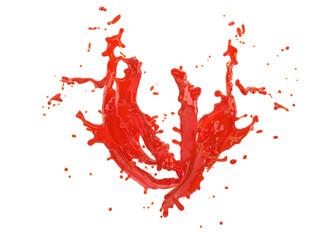 3d illustration of red splash on white background with clipping path