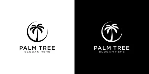 Poster palm tree logo vector design © quadrazo