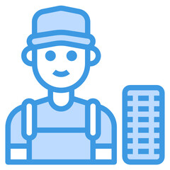 Mechanic blue outline icon