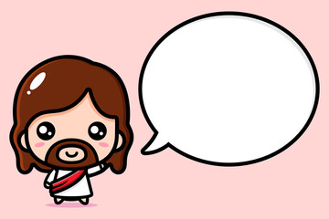 cute jesus cartoon vector design with text