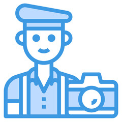 Photographer blue outline icon