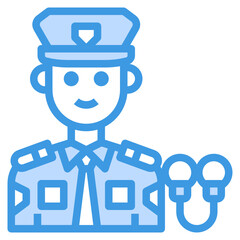 Policeman blue outline icon