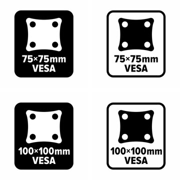 "75x75, 100x100 mm VESA" mount adaptor information sign