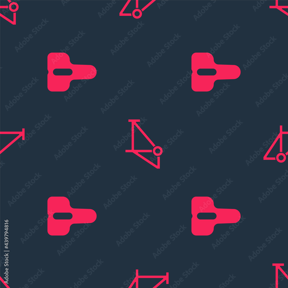 Poster set bicycle seat and frame on seamless pattern. vector