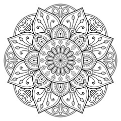 Circular Pattern In Mandala Henna. Mandala Coloring book. greeting card sticker lace pattern and tattoo, yoga design tile pattern. Wall Art, Limitless Walls. 