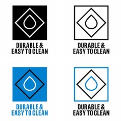 "Durable & easy to clean" surface and product property information sign