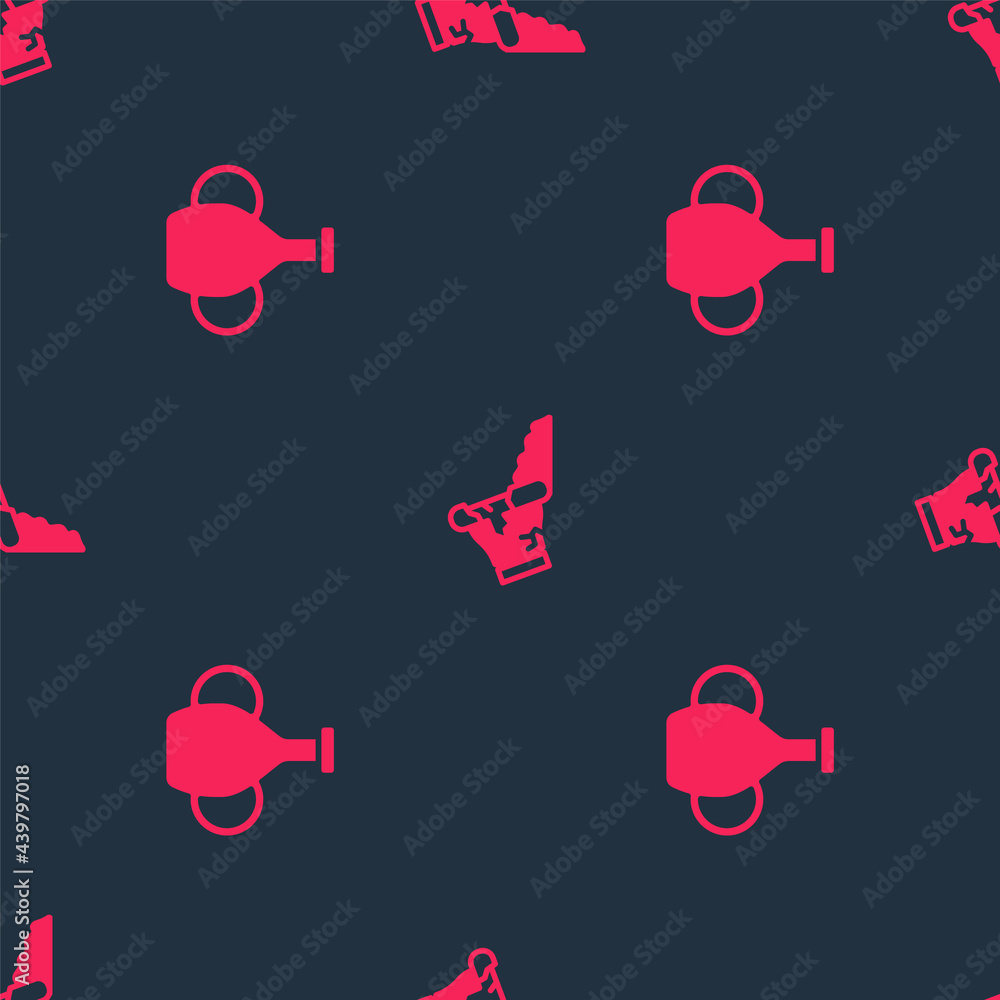 Poster set vase and broken pot on seamless pattern. vector