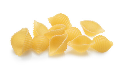 seashell pasta isolated on white