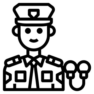 police officer holding handcuffs outline clip art preview