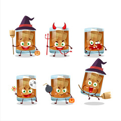 Halloween expression emoticons with cartoon character of whiskey