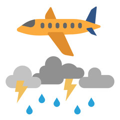 Plane Flys above Thunder Storm