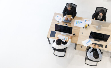 Multi genertion business people working together.