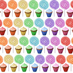 Seamless pattern rainbow candy