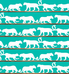 Foiled Leopards Silhouettes Crowd Detailed Seamless Pattern Elegant Concept Design Trendy Fashion Colors Perfect for Fabric Print or Interior Design Background