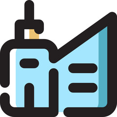 office building lineal color icon