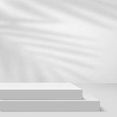 Abstract background with white color geometric 3d podiums. Vector illustration