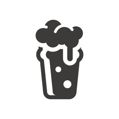 Nonic pint glass black vector icon. Cute beer glass symbol with foam and bubbles.