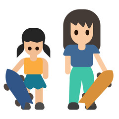 Girl and woman with their surfskates icon