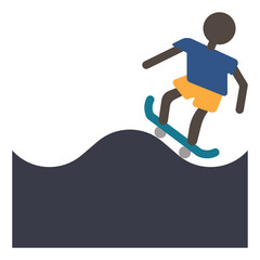 Man is skating on the ramp icon