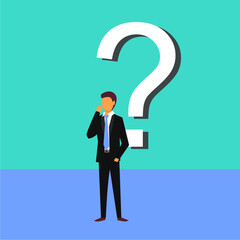 picture of business man and question mark behind it