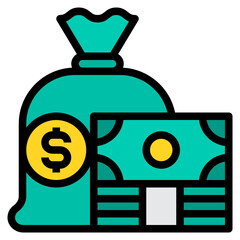 Money filled outline icon