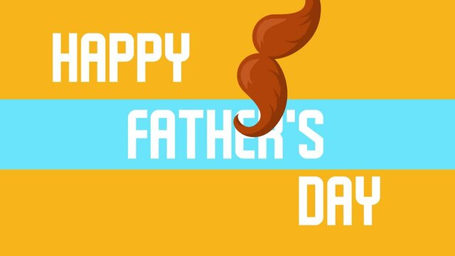 happy father's day beautiful lettering animation with mustache and bow, father's day animation 4k footage