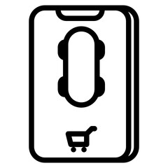 Online skateboard shop on mobile phone