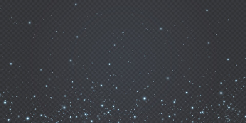 Christmas celebration confetti stars are falling, Shining stars fly across the night sky amidst the reflection of the light points of space. holidays vector background. magic shine.	
