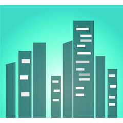 vector of several buildings on a blue background