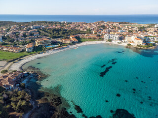 Fototapeta na wymiar Veduta aerea della Terza Spiaggia - Golfo Aranci, Sardegna