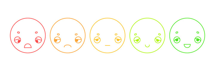 User experience feedback concept with different line mood emoji. Feedback emoji form for web site or app	