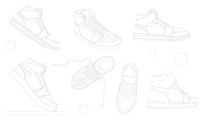 sketch illustration vector sneakers in different positions