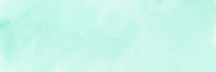 Mint green gradient watercolor background. Hand drawn aquarelle texture. Light green background