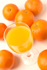 Fresh Orange Juice on White Background, Fresh Orange Fruits