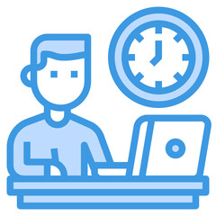 Working Time blue outline icon