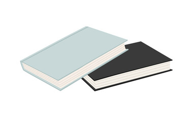 Stacks of two books. The objects for learning, reading, school tools. Suitable for book shops, publishing houses, hobby illustrations. Hand-drawn colorful vector illustration, in flat style. 