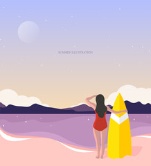 Summer welcome slim background illustration 