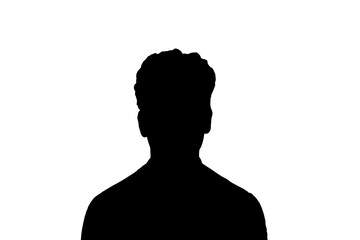 Unknown young guy face silhouette isolated on white background