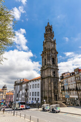 Clerigos tower in historic city center of Porto, Portugal