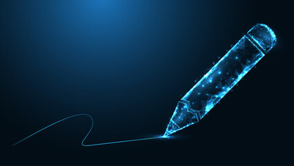 Pencil line connection. Low poly wireframe design. Back to school . Abstract geometric background. vector illustration.