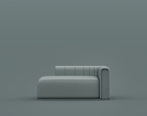 Single sofa in a monochrome dim gray interior room, single gray color, 3d Rendering