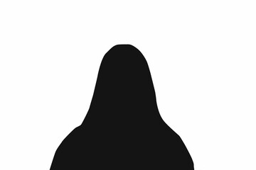 Unknown face silhouette of a young girl with long hair isolated on white background