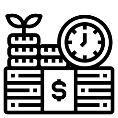 Obraz premium Time is money outline icon