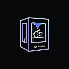 3d Printer Tool Settings blue gradient vector icon